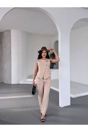 ست بالاتنه و پائین تنه بژ زنانه بافتنی BEZAGA FASHION - کد 929014275