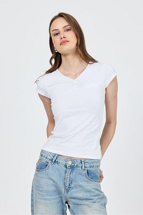 تیشرت سفید زنانه اسلیم فیت Rays - کد 929194967