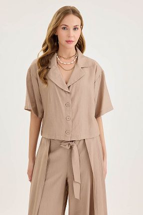 پیراهن قهوه ای زنانه رگولار Vitrin - کد 929001069