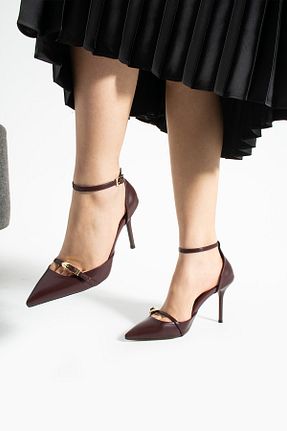 کفش استایلیتو زرشکی پاشنه نازک Güllü Shoes - کد 929003345
