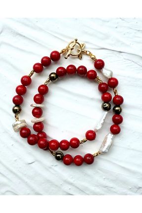 گردنبند جواهر قرمز زنانه مروارید L´Atelier des Perles - کد 929044070