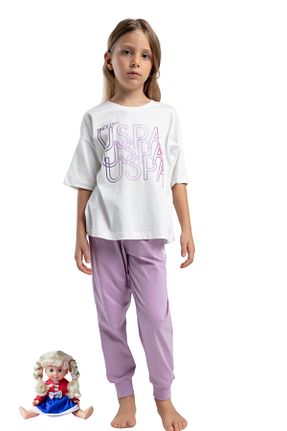 ست بالاتنه و پائین تنه سفید بچه گانه بافت U.S. Polo Assn. - کد 929198299