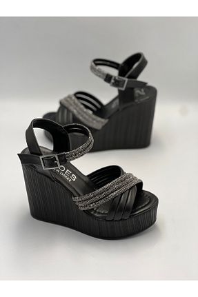 کفش پاشنه بلند پر مشکی زنانه پاشنه بلند (10 سانتی متر و بالاتر) GÜLERSHOES - کد 929198956