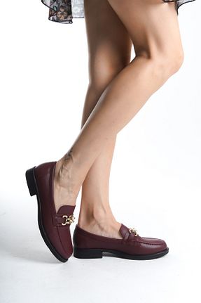 کفش لوفر زرشکی زنانه چرم مصنوعی DEKOSHOE - کد 929202110