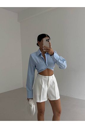 شلوارک و برمودا سفید زنانه فاق بلند vuvutasarım - کد 929034816