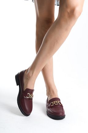 کفش لوفر زرشکی زنانه چرم مصنوعی DEKOSHOE - کد 929202110
