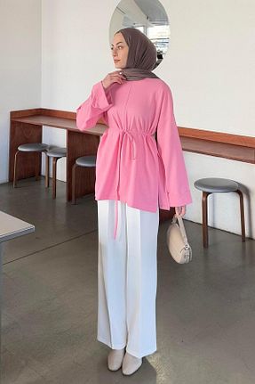 سوئیشرت حجاب صورتی زنانه پنبه پلی استر lamelif - کد 929050578