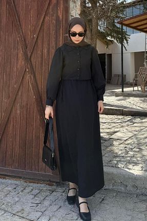 لباس حجاب مشکی اورسایز lamelif - کد 929053051
