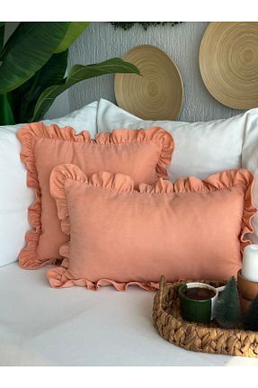 کوسن و روکش کوسن صورتی مخمل Decamor home - کد 335455141