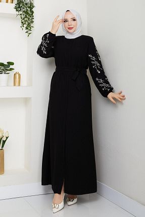 کلاه و ابایا مشکی زنانه مخلوط ویسکون ELBİSHE - کد 929065708