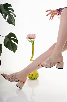 دمپائی بژ زنانه پاشنه پر epaavm - کد 929082222