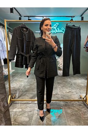 ست بالاتنه و پائین تنه مشکی زنانه بافتنی my312 - کد 929083307