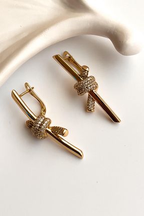گوشواره استیل (فولاد) زرد زنانه استیل ضد زنگ Radino Collection - کد 929086994