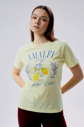 تیشرت زرد زنانه رگولار Kurun