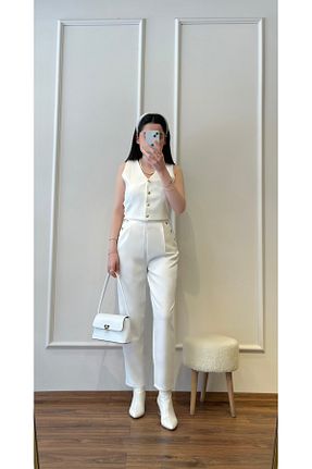 ست بالاتنه و پائین تنه سفید زنانه بافتنی Zims Butik - کد 929116879