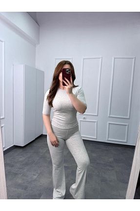 تیشرت طوسی زنانه رگولار songül özdeş - کد 929116070