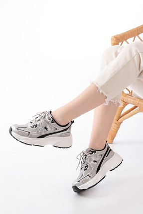 کفش اسنیکر طوسی زنانه بند دار Mida Shoes - کد 929132874