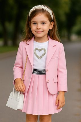 ست بالاتنه و پائین تنه صورتی بچه گانه پنبه ای Yalçınoğlu Kids - کد 929252822