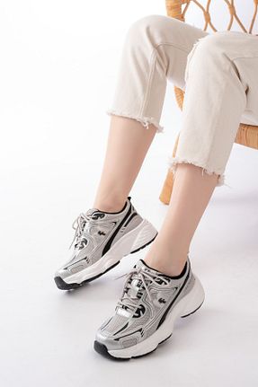 کفش اسنیکر طوسی زنانه بند دار Mida Shoes - کد 929132874