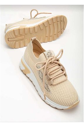کفش اسنیکر بژ زنانه بند دار SPORT SHOES CENTER - کد 835569751