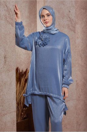 ست بالاتنه و پائین تنه حجاب سرمه ای زنانه رگولار Alvina - کد 824060633
