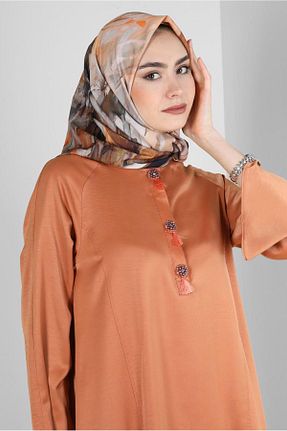 ست بالاتنه و پائین تنه حجاب نارنجی زنانه رگولار Alvina - کد 805631239