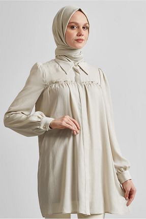 تونیک حجاب بژ زنانه پلی استر Alvina - کد 929169836