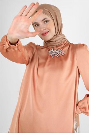 تونیک حجاب نارنجی زنانه پلی استر Alvina - کد 802124904