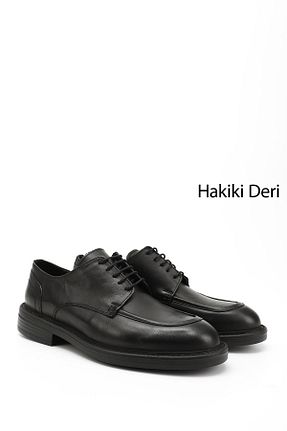 کفش کلاسیک مشکی مردانه چرم خالص GÖNDERİ(R) - کد 929274470