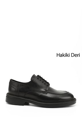 کفش کلاسیک مشکی مردانه چرم خالص GÖNDERİ(R) - کد 929274470