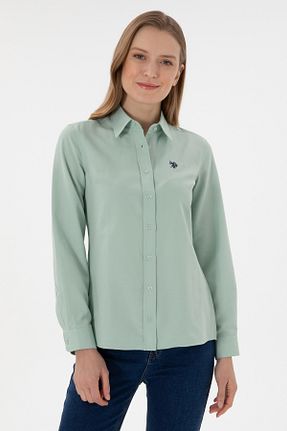 پیراهن سبز زنانه یقه پیراهنی U.S. Polo Assn. - کد 929195377