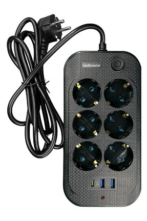 کابل افزودنی پریز گروهی مشکی 6 Techmaster - کد 776122130