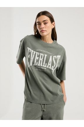 تیشرت اسپرت خاکی زنانه اورسایز Everlast - کد 929198073