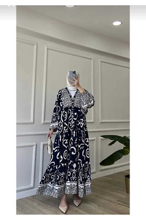 لباس حجاب سرمه ای زنانه اورسایز ECK MODA - کد 929195148