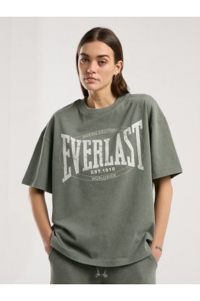 تیشرت اسپرت خاکی زنانه اورسایز Everlast - کد 929198073