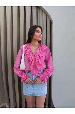 پیراهن صورتی زنانه رگولار ESRAHELVACI - کد 929189638