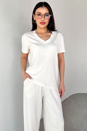 ست بالاتنه و پائین تنه سفید زنانه پلی استر Cappmoda - کد 929191913
