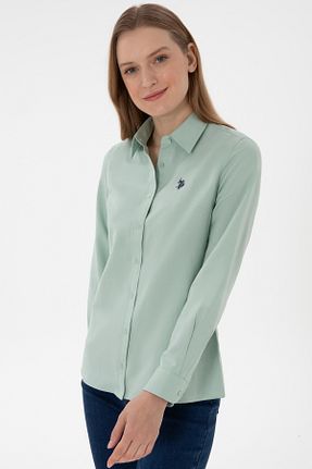 پیراهن سبز زنانه یقه پیراهنی U.S. Polo Assn. - کد 929195377