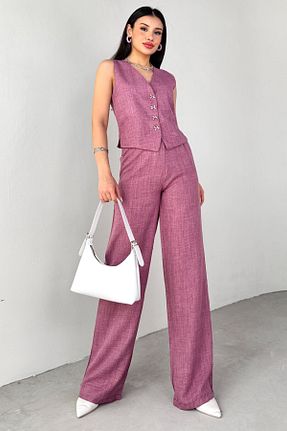 ست بالاتنه و پائین تنه بنفش زنانه کتان Cappmoda - کد 929190856