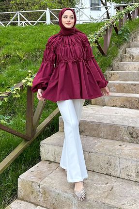 پیراهن حجاب زرشکی زنانه رگولار Ovn. - کد 929192785