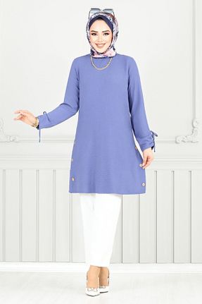 تونیک حجاب سرمه ای زنانه بافتنی ModaMerve - کد 929208278