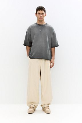 تیشرت طوسی مردانه Boxy Pull & Bear - کد 929222756