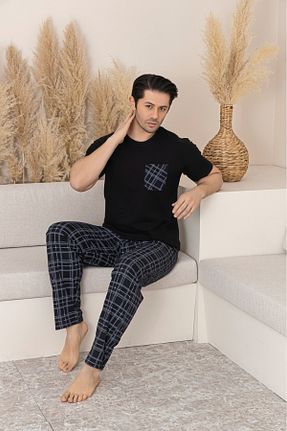 ست لباس راحتی مشکی مردانه %100 پنبه Sude HOMEWEAR - کد 906427911