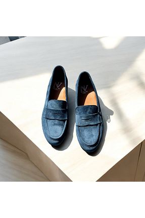 کفش لوفر سرمه ای زنانه چرم خالص NEVE SHOES - کد 929303603