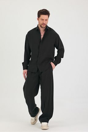 ست بالاتنه و پائین تنه مشکی مردانه بافتنی Tarz Cool - کد 929228217