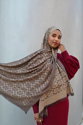 شال قهوه ای زنانه pullscarfs - کد 929302704