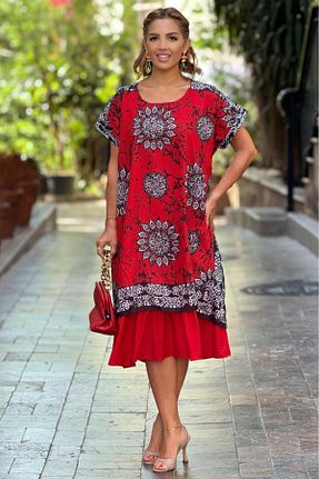 لباس قرمز زنانه بافتنی Nevin Kaya Moda - کد 929227232