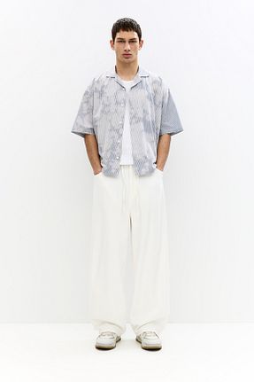 شلوار جین سفید مردانه پاچه گشاد Pull & Bear - کد 929245584