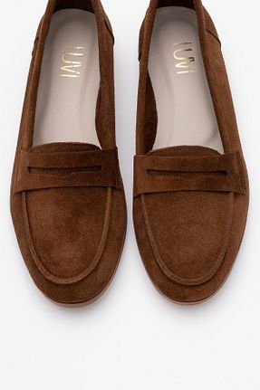 کفش لوفر قهوه ای زنانه چرم خالص luvishoes - کد 929253047