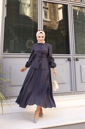 ست بالاتنه و پائین تنه حجاب طوسی زنانه Relaxed Tesettür Diyarı - کد 929243040